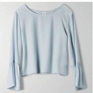 Aritzia Babaton Humbert Blouse Blue Bell Sleeve